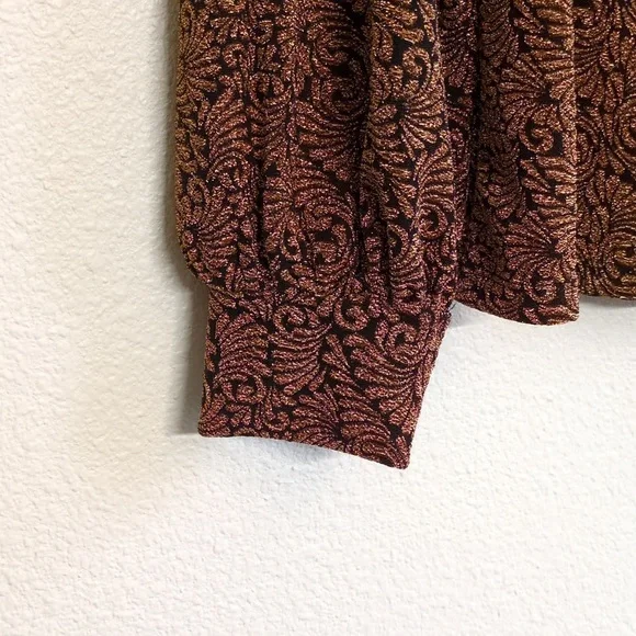 JohnPaulRichard Black and Gold Patterned Top Fall Colors Women's Size XL - Picture 2 of 9